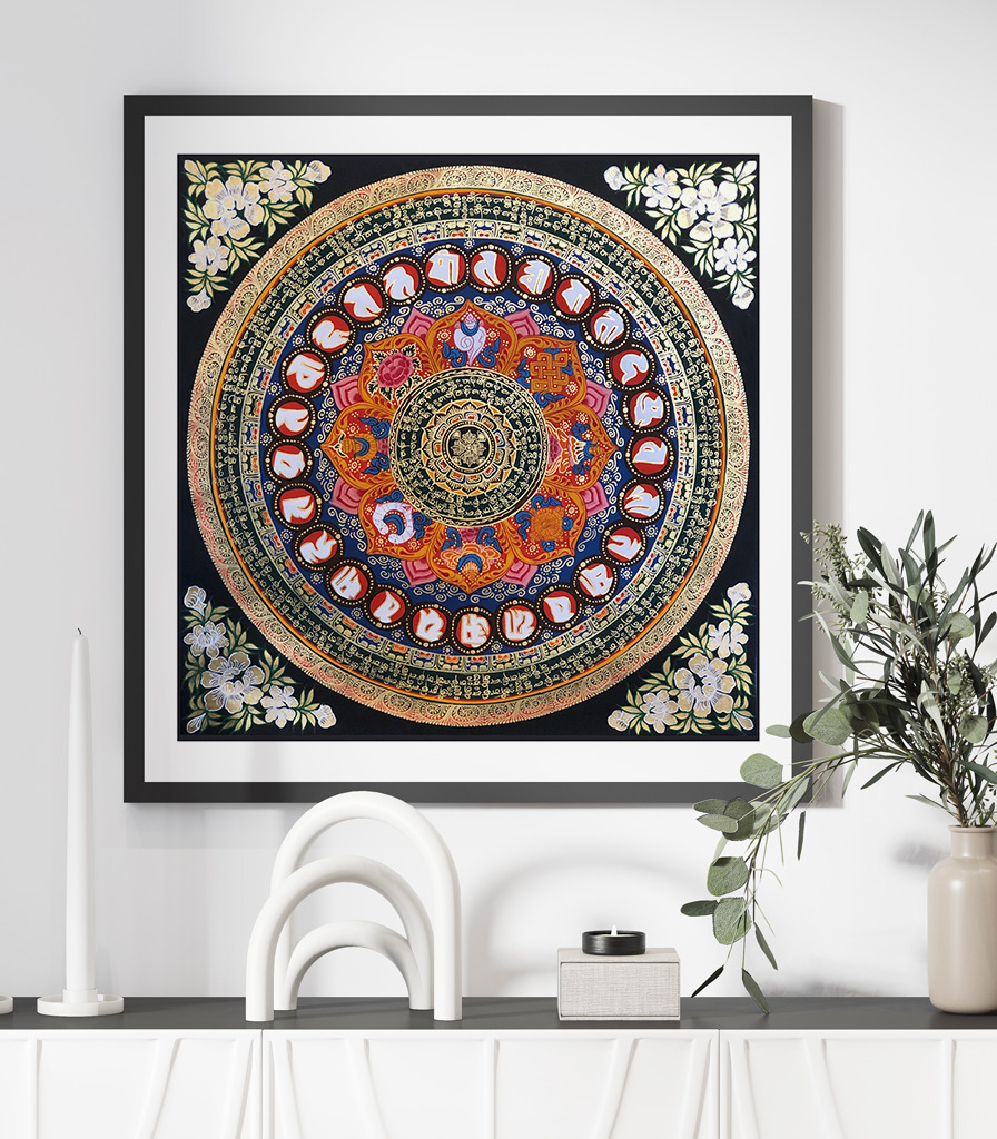 mandala with om mani padme hum